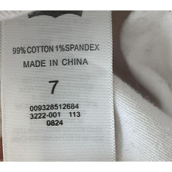 Levi's Shorts Juniors 7 White Bermuda Denim Stretch 5-Pocket Casual Summer - Picture 8 of 10